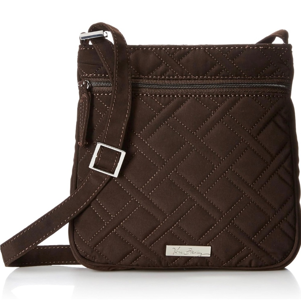 Vera Bradley Microfiber Petite Double Zip Hipster Crossbody Purse— ESPRESSO
